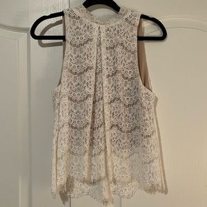 Crochet lace tank high neck